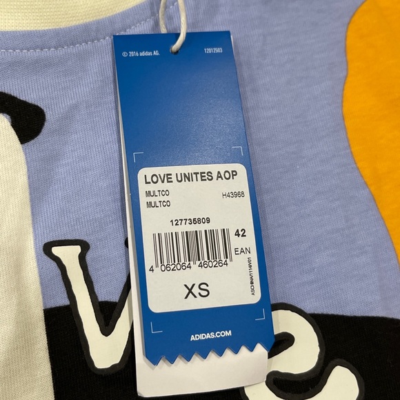 NWT Unisex Adidas Love Unites AOP Multicolor Camo T Shirt H43968 - Picture 8 of 8